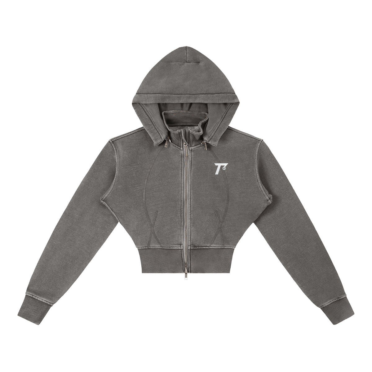 Trendz Vintage Washed Cropped Fleece Hoodie