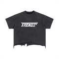 Trendz Vintage Wash Boxy Distressed Hem T-Shirt