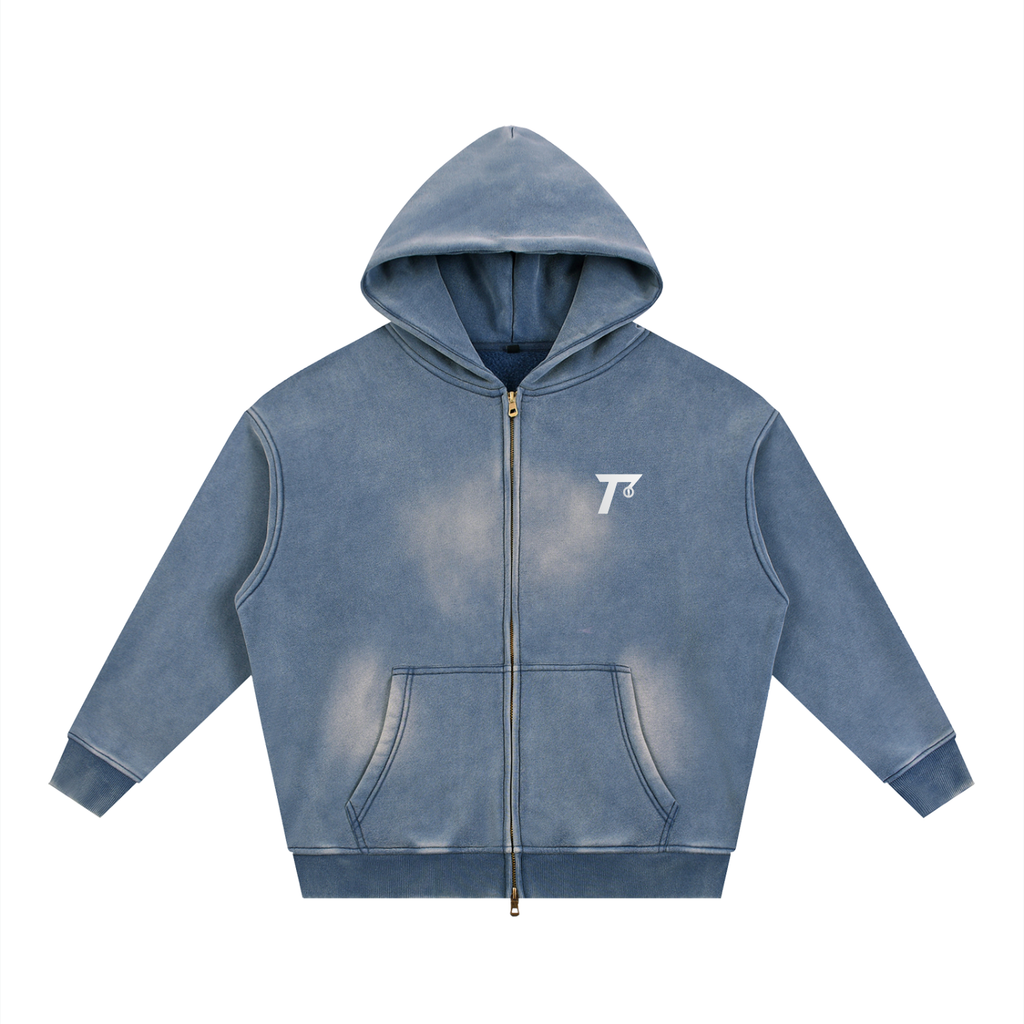 Trendz Sunfade Two-way Zipper Boxy Fleece Hoodie