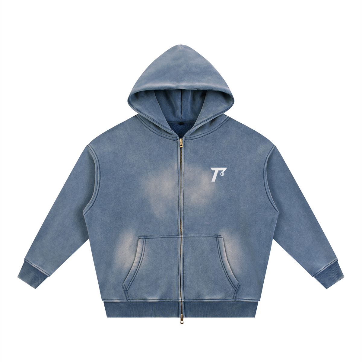 Trendz Sunfade Two-way Zipper Boxy Fleece Hoodie