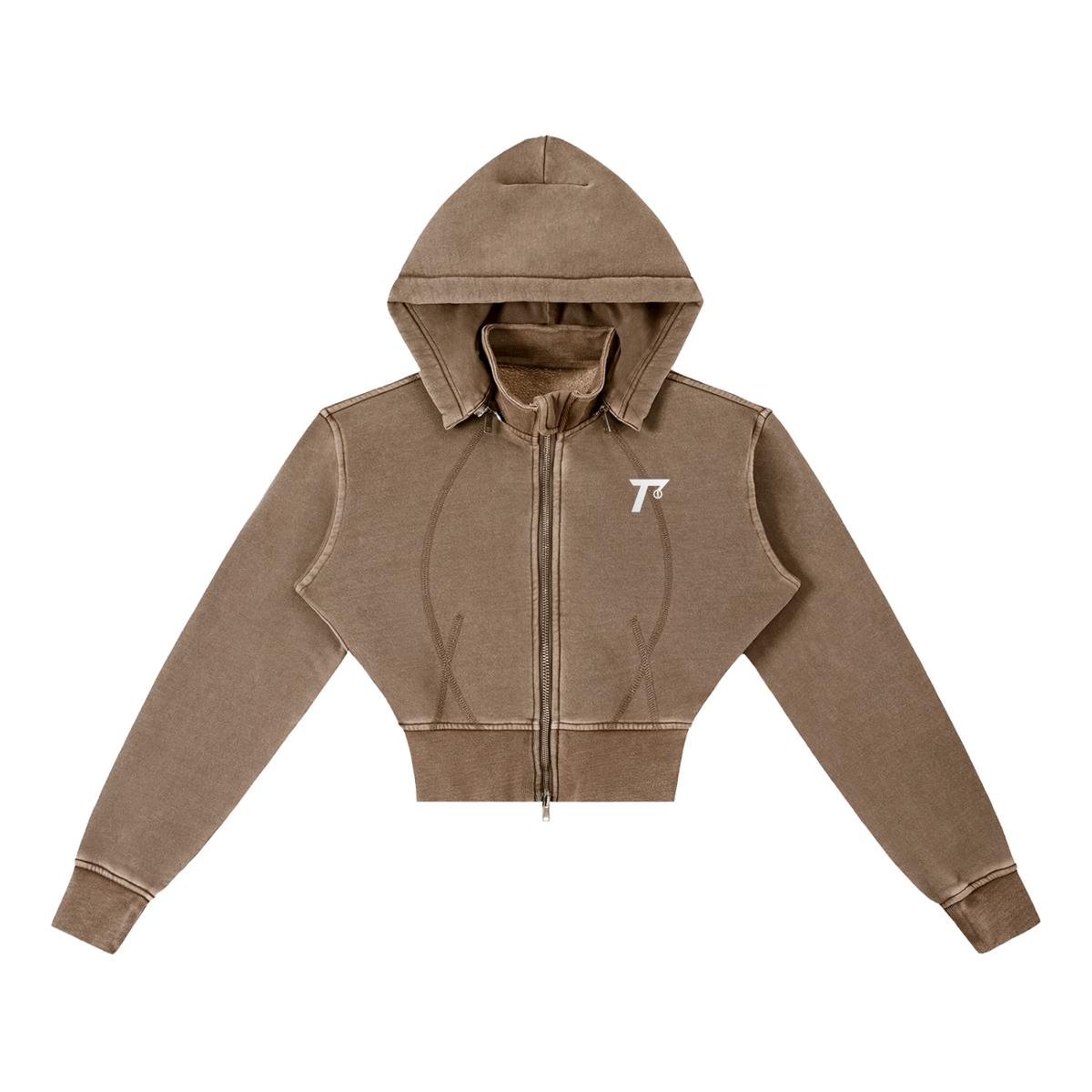 Trendz Vintage Washed Cropped Fleece Hoodie
