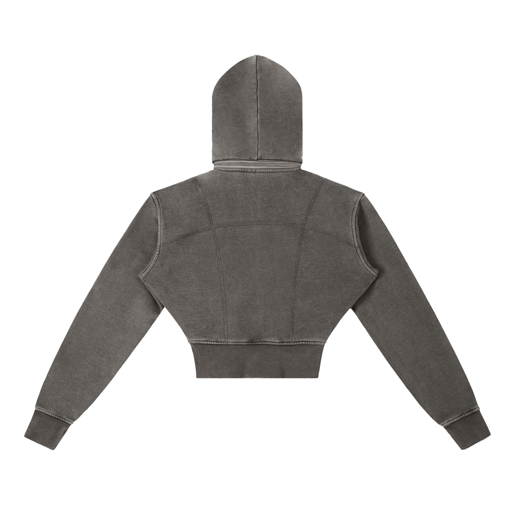 Trendz Vintage Washed Cropped Fleece Hoodie