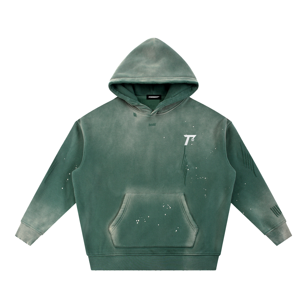 Trendz Vintage Washed Frayed Fleece Hoodie