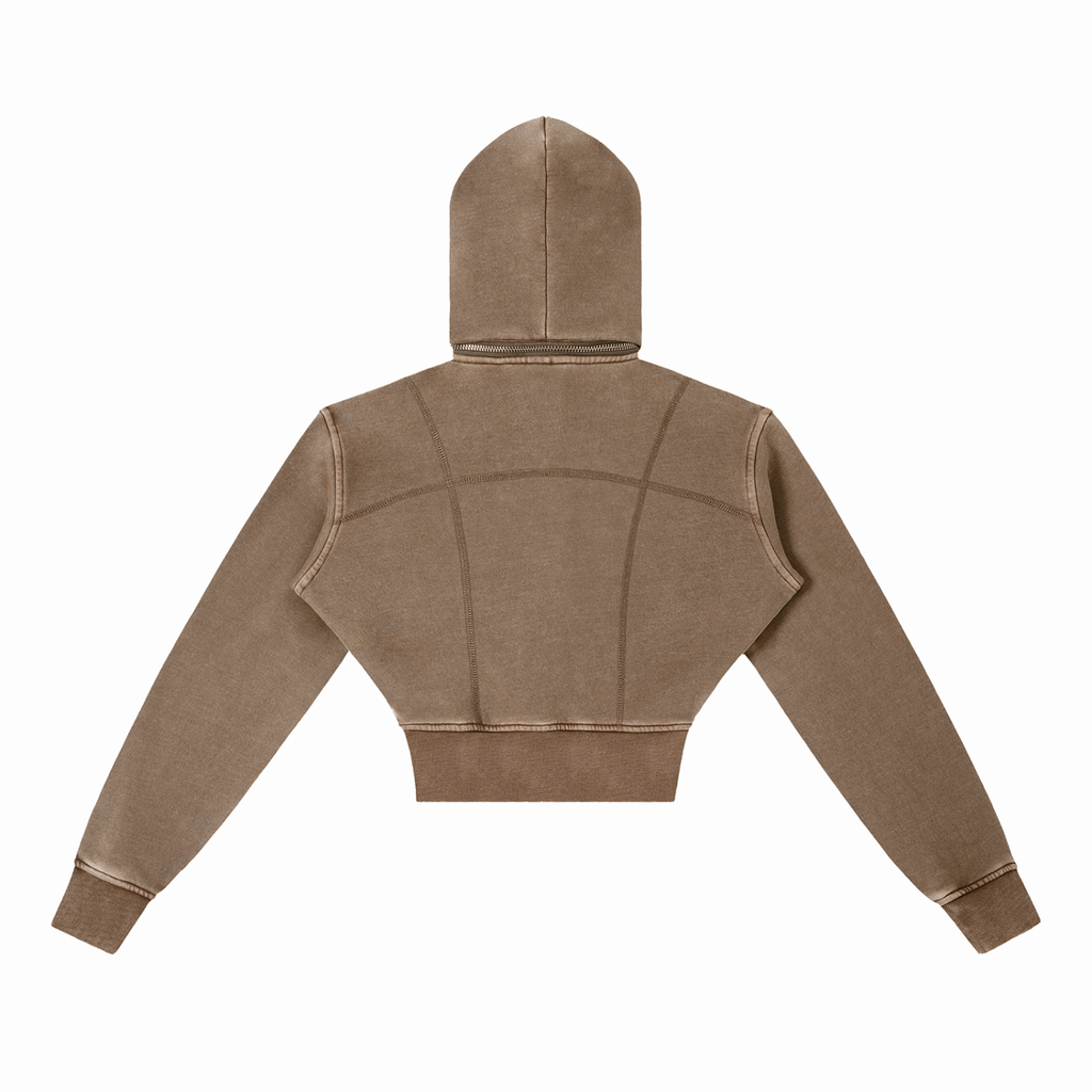 Trendz Vintage Washed Cropped Fleece Hoodie