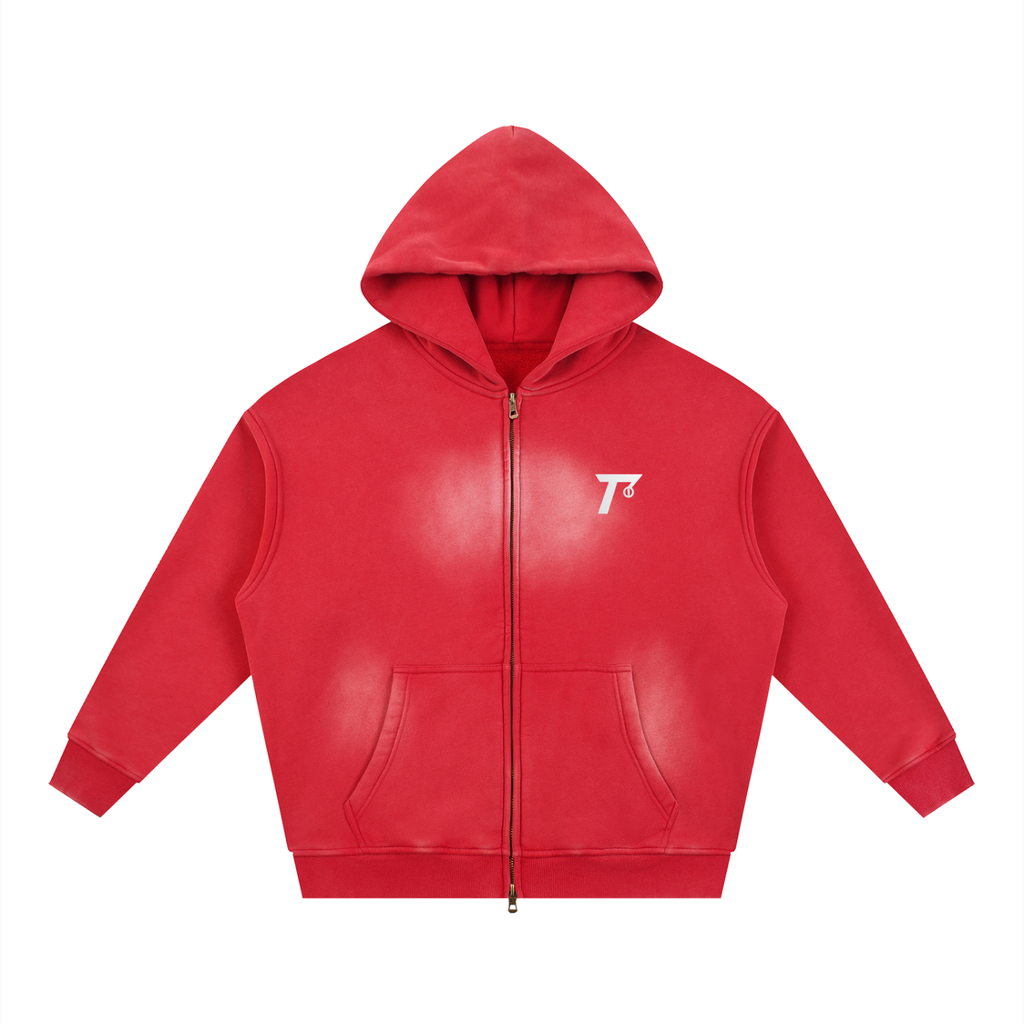 Trendz Sunfade Two-way Zipper Boxy Fleece Hoodie