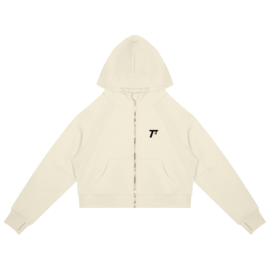 Cropped Zip-Through Hoodie