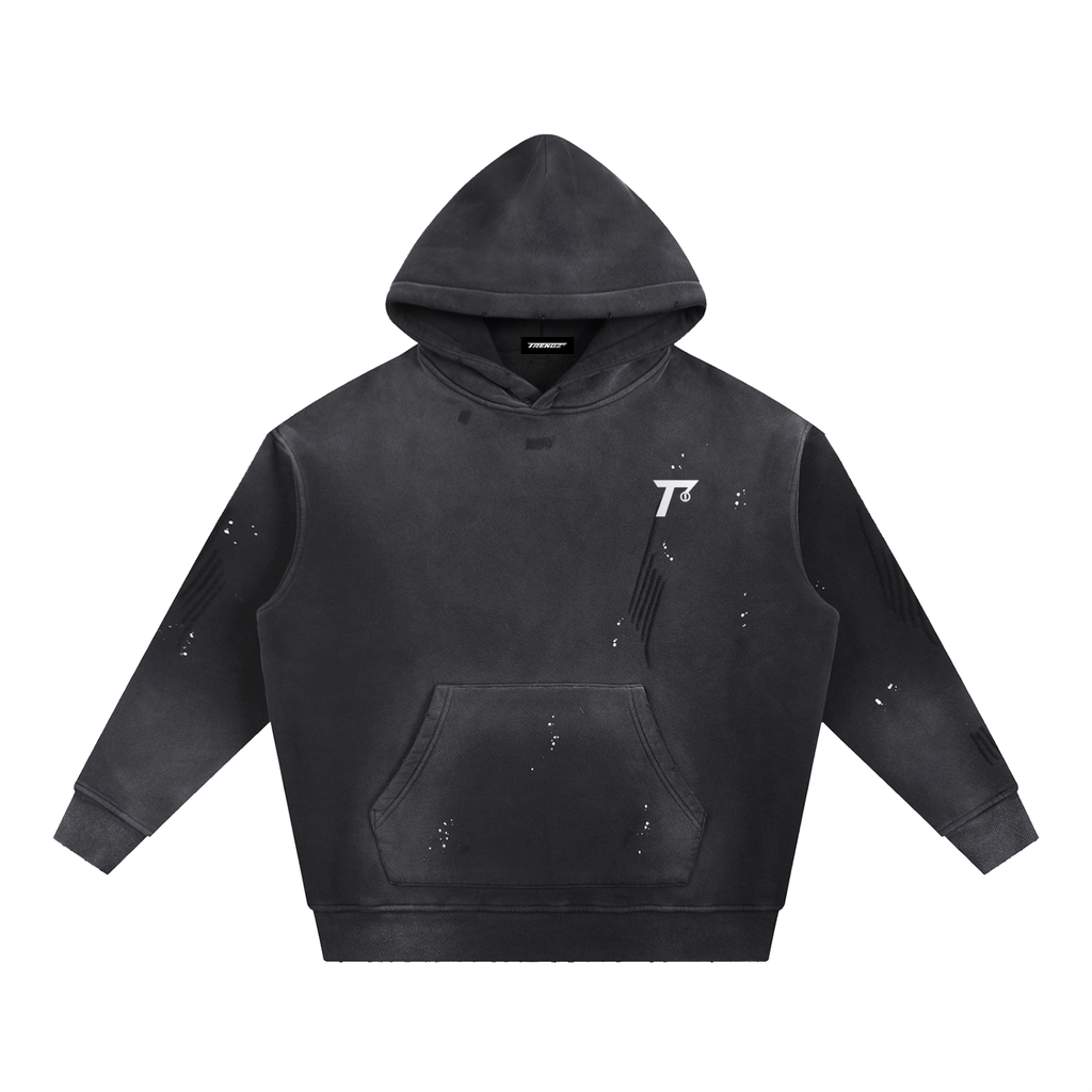 Trendz Vintage Washed Frayed Fleece Hoodie