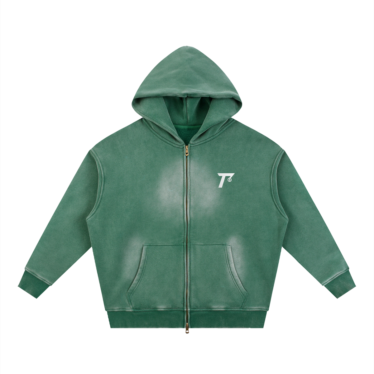 Trendz Sunfade Two-way Zipper Boxy Fleece Hoodie