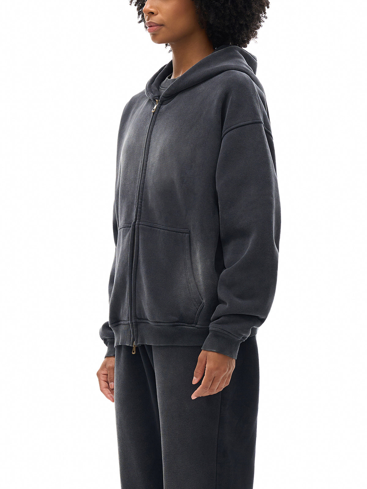 Trendz Sunfade Two-way Zipper Boxy Fleece Hoodie