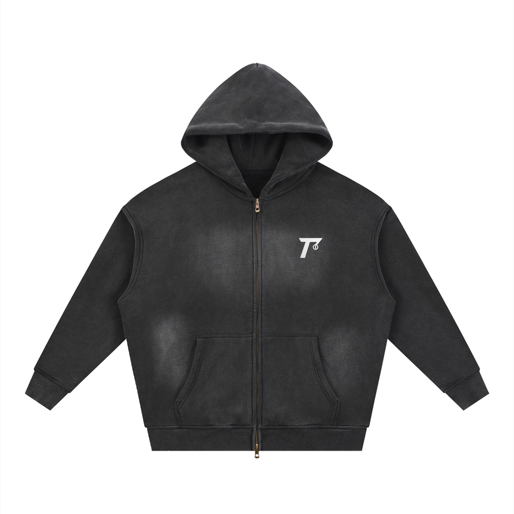 Trendz Sunfade Two-way Zipper Boxy Fleece Hoodie