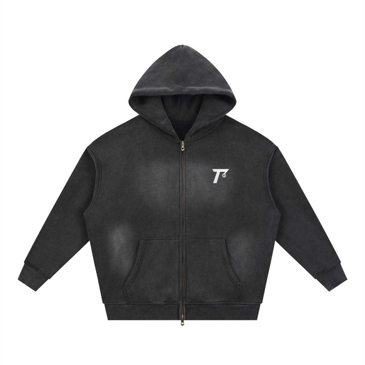 Trendz Sunfade Two-way Zipper Boxy Fleece Hoodie