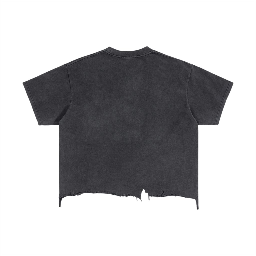 Trendz Vintage Wash Boxy Distressed Hem T-Shirt