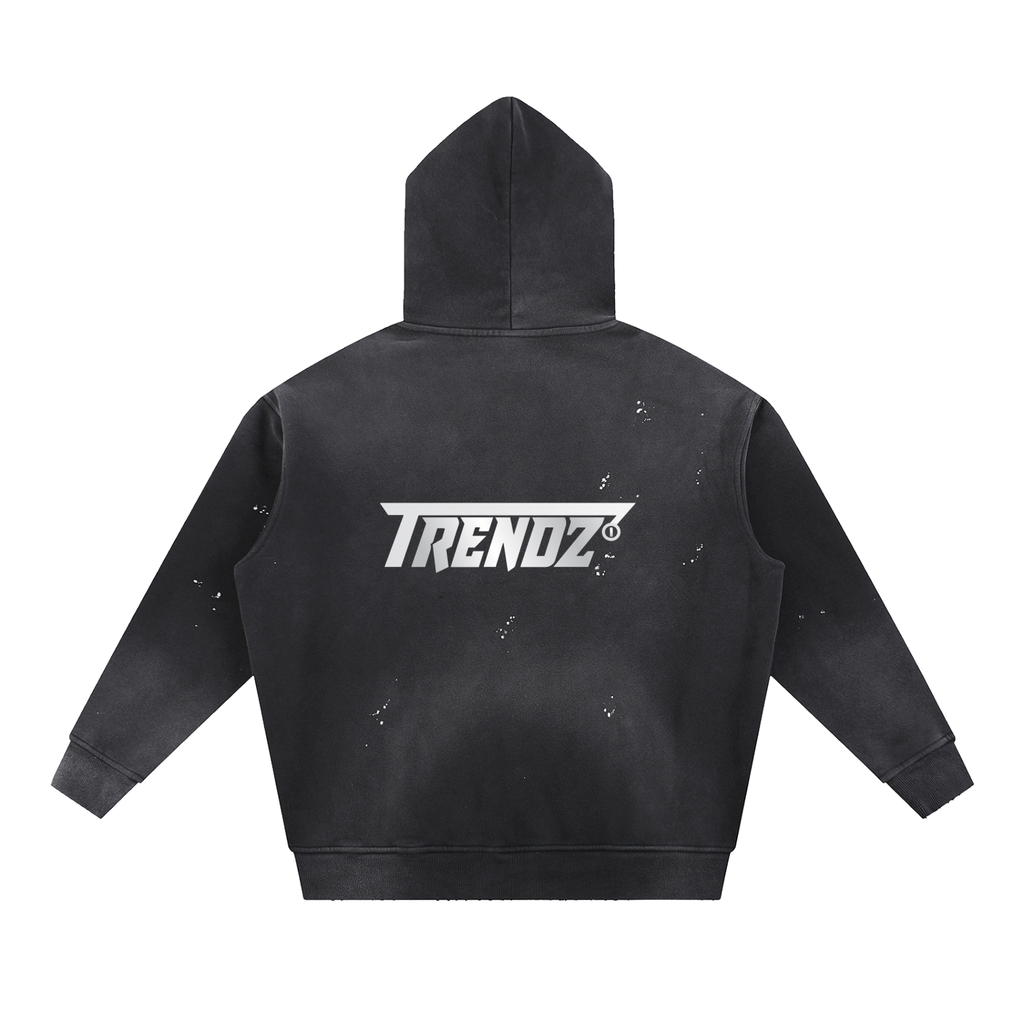 Trendz Vintage Washed Frayed Fleece Hoodie