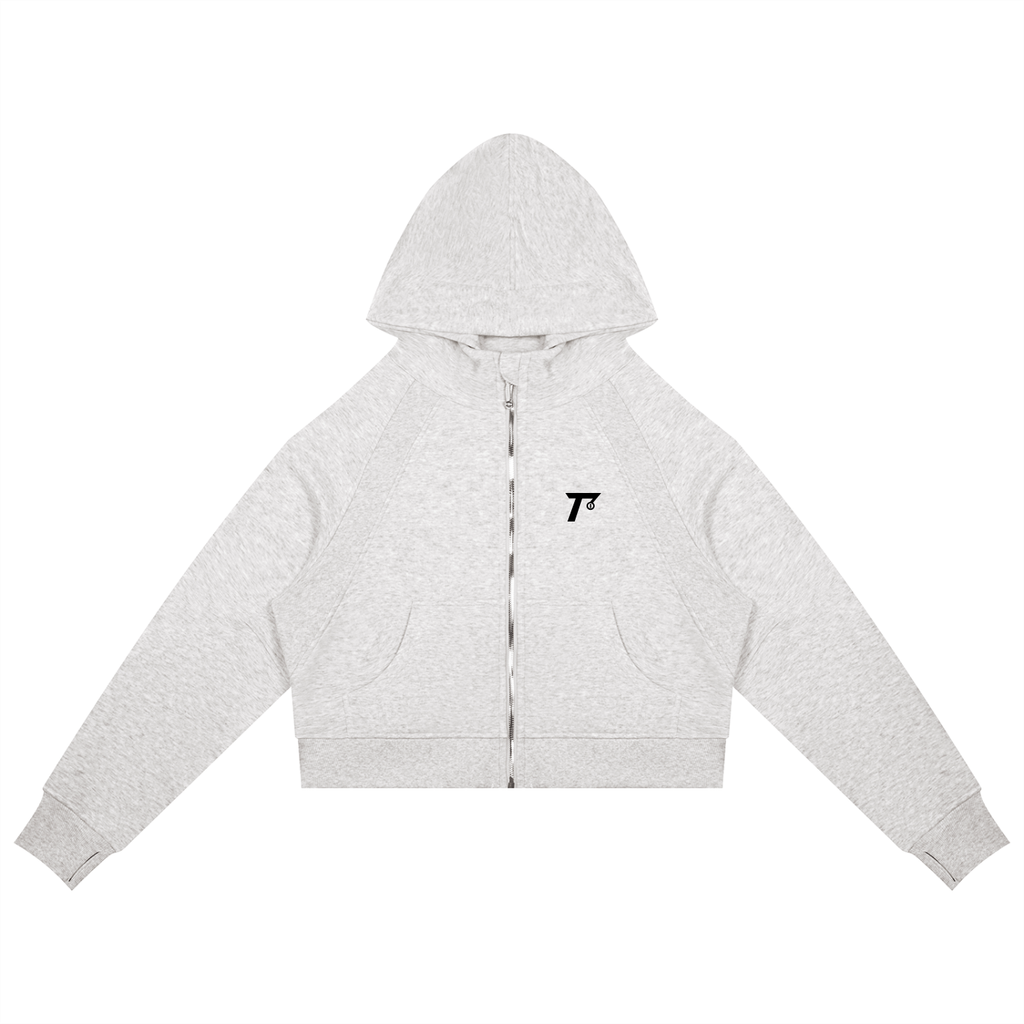 Cropped Zip-Through Hoodie
