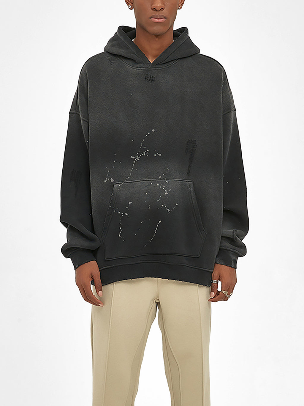 Trendz Vintage Washed Frayed Fleece Hoodie