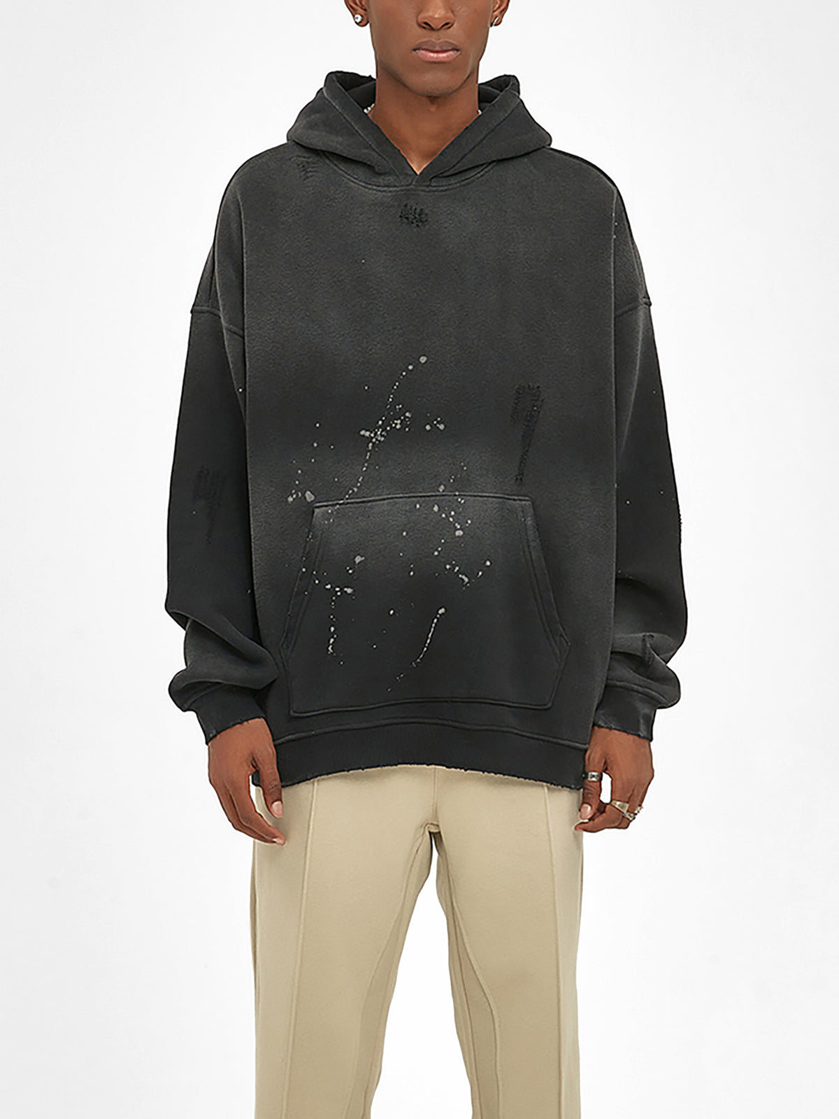 Trendz Vintage Washed Frayed Fleece Hoodie
