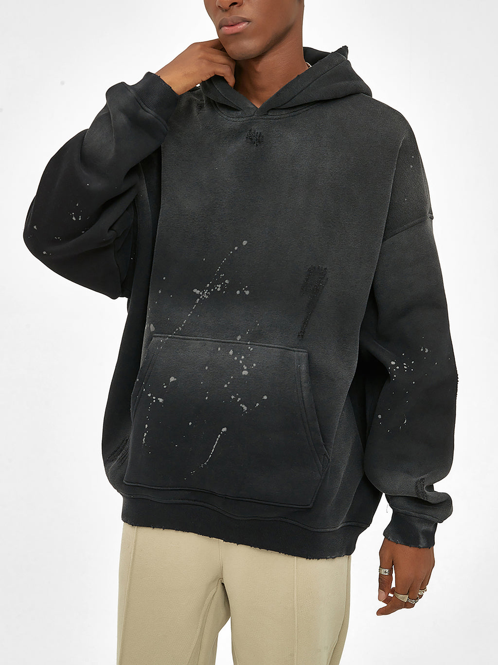 Trendz Vintage Washed Frayed Fleece Hoodie
