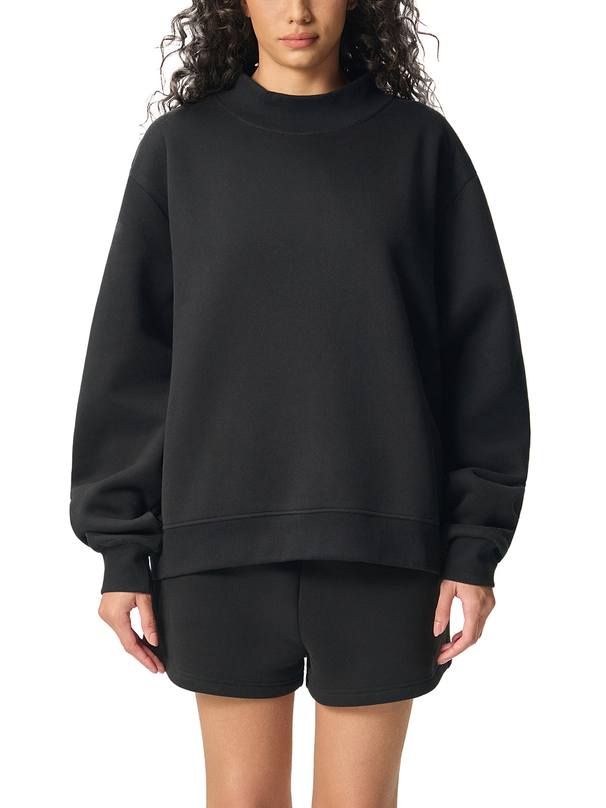 Trendz Essential Fleece Mock-Neck Crew Sweatshirt