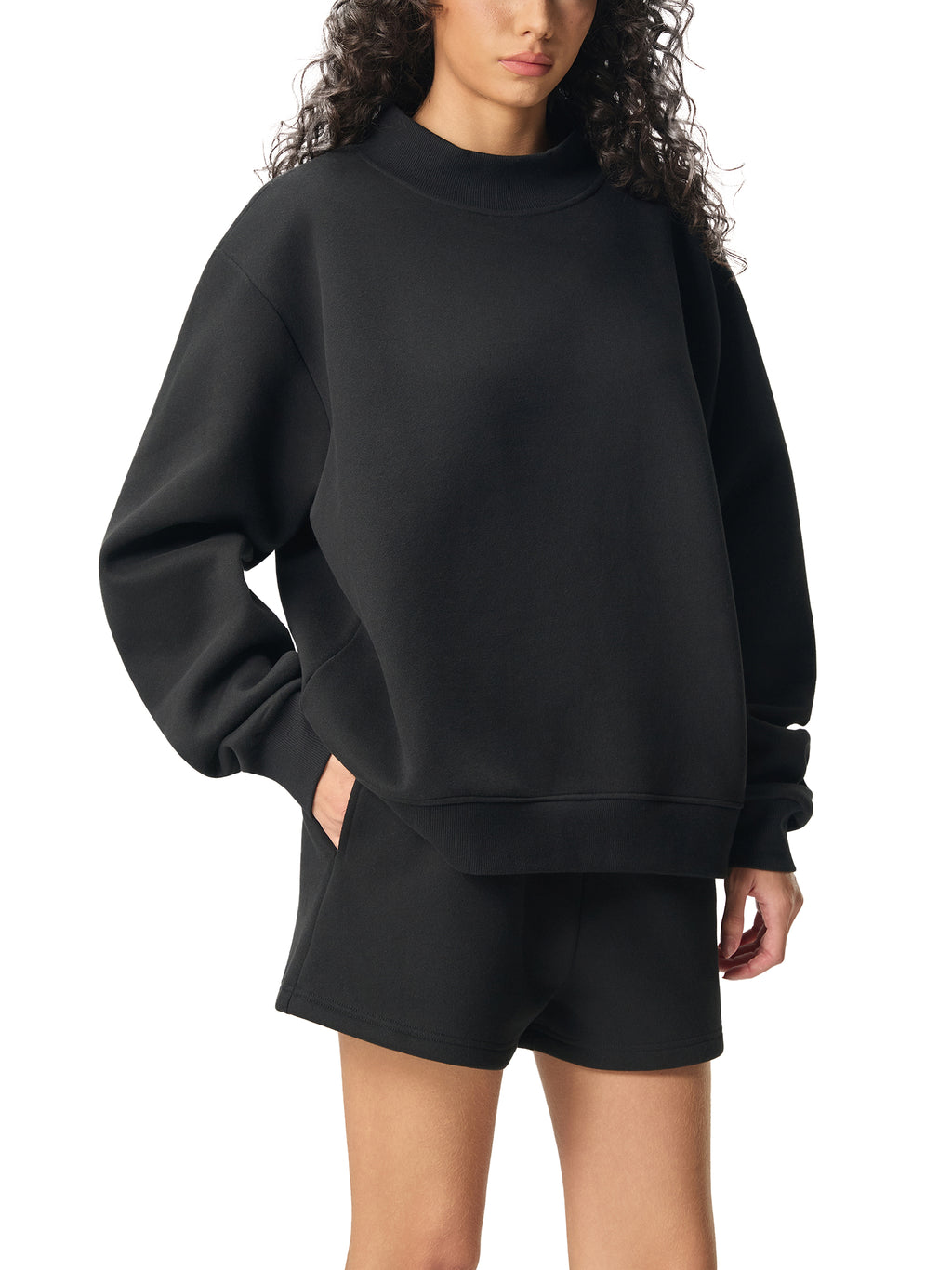 Trendz Essential Fleece Mock-Neck Crew Sweatshirt