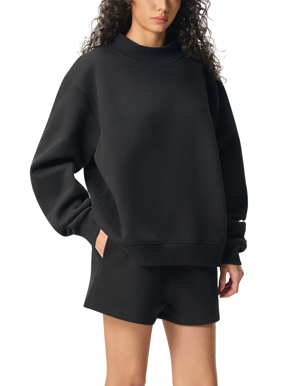 Trendz Essential Fleece Mock-Neck Crew Sweatshirt